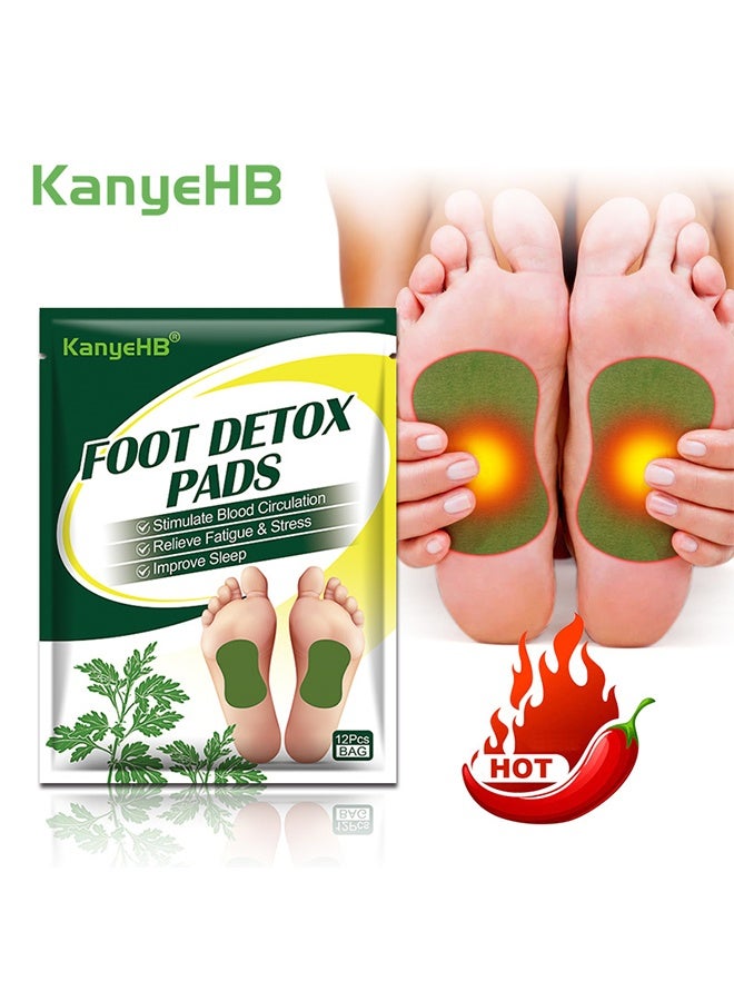 KanyeHB 12 Pcs Deep Cleansing Detox Foot Patches Foot Care Detox Foot Pads, Foot Detox Pads to Remove Toxins Deep Cleaning Foot Patch,100% Natural for Stress Relief, Improve Quality Of Sleep, Enhance Blood Circulation - Image 1